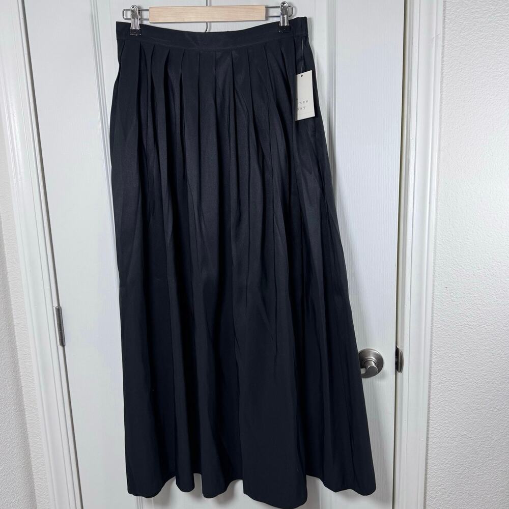 NWT Target Long Maxi Pleated Black A-Line Skirt Elastic Waist Women’s XL Pockets